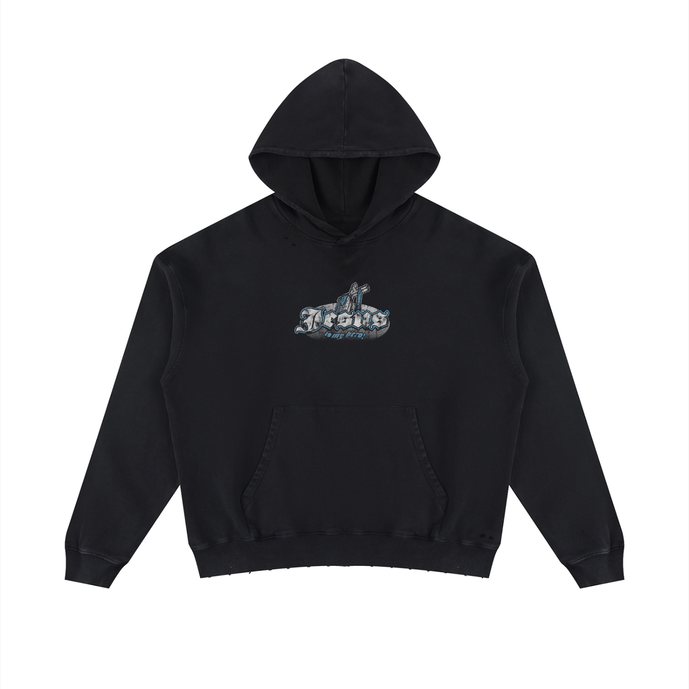 Unisex Mineral Wash Distressed Hoodie
