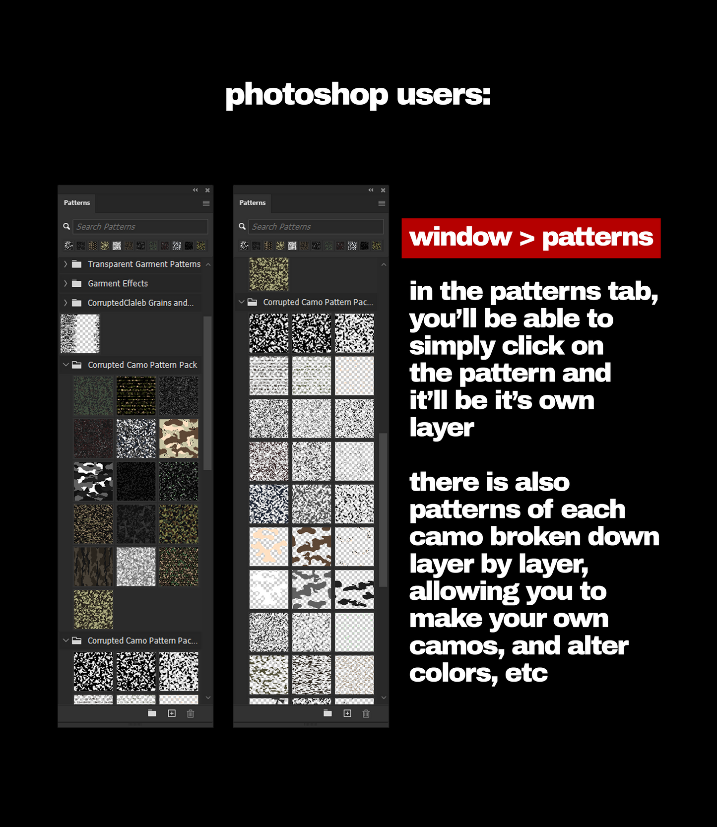CAMO PATTERN PACK [PHOTOSHOP & PROCREATE]